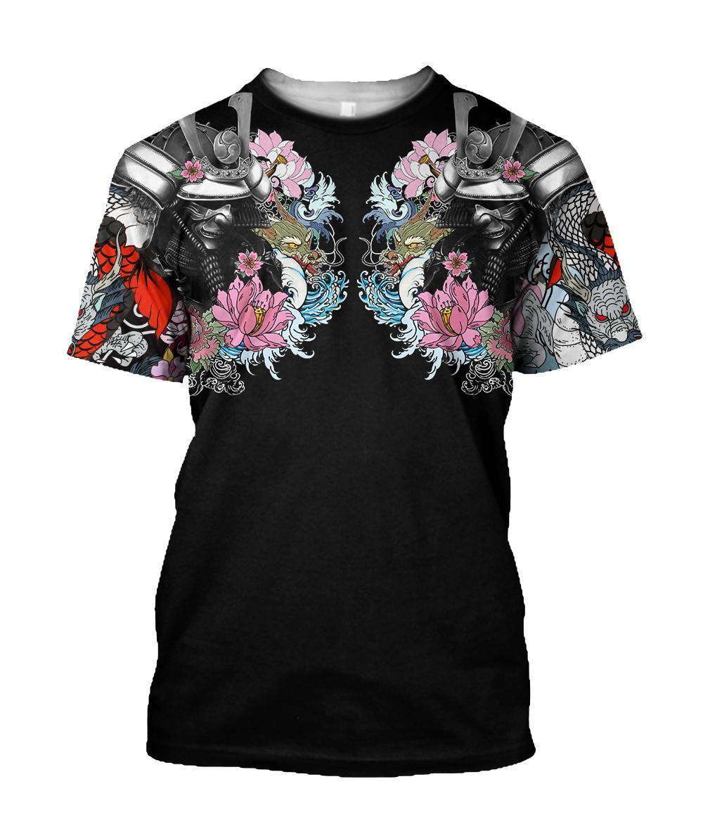 Samurai Oni Mask Tattoo 3D Over Printed Hoodie for Men and Women-ML