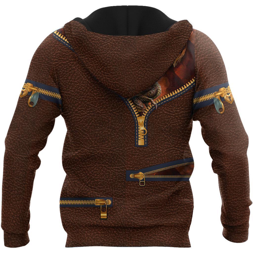 Dragon Leather 3D Over Printed Hoodie for Men and Women-ML