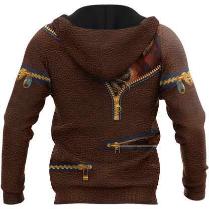 Dragon Leather 3D Over Printed Hoodie for Men and Women-ML