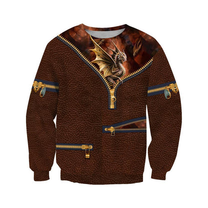 Dragon Leather 3D Over Printed Hoodie for Men and Women-ML