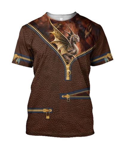 Dragon Leather 3D Over Printed Hoodie for Men and Women-ML