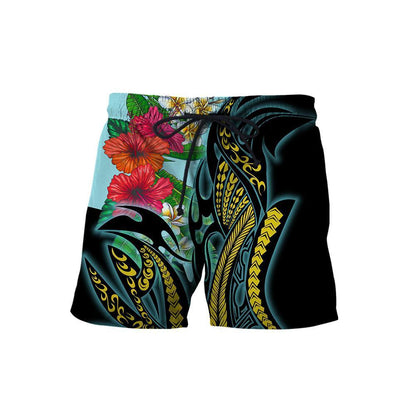 Amazing Polynesian Turquoise - Gold Tribal Pattern and Hisbiscus Plumeria Hoodie for Men and Women-ML