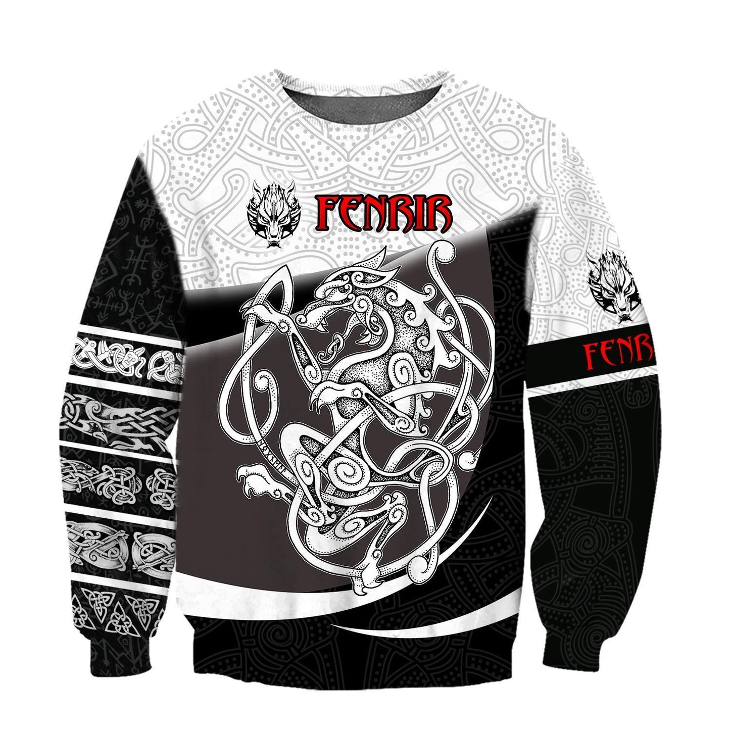 Fenrir II Viking Tattoo 3D Over Printed Hoodie for Men and Women-ML