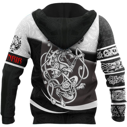 Fenrir II Viking Tattoo 3D Over Printed Hoodie for Men and Women-ML