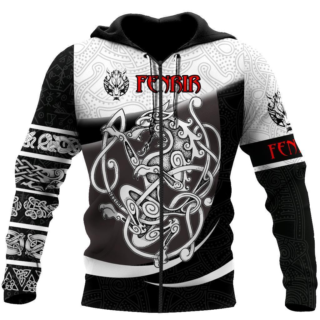 Fenrir II Viking Tattoo 3D Over Printed Hoodie for Men and Women-ML