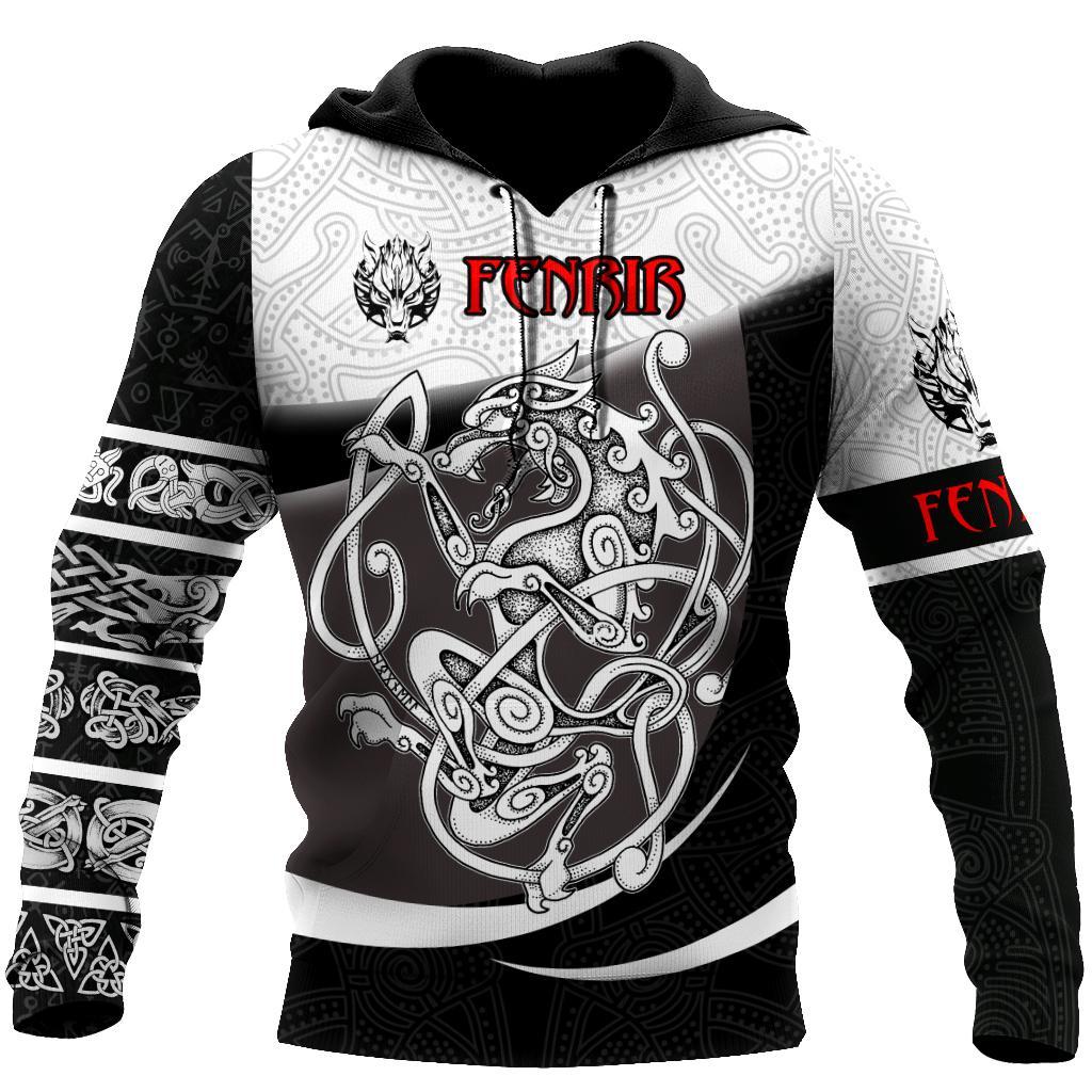Fenrir II Viking Tattoo 3D Over Printed Hoodie for Men and Women-ML