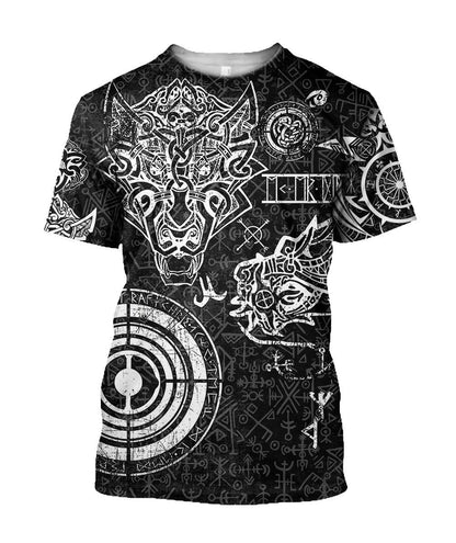 Fenrir And Nidhogg Viking Tattoo 3D Over Printed Hoodie for Men and Women-ML