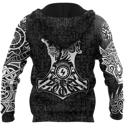 Fenrir And Nidhogg Viking Tattoo 3D Over Printed Hoodie for Men and Women-ML