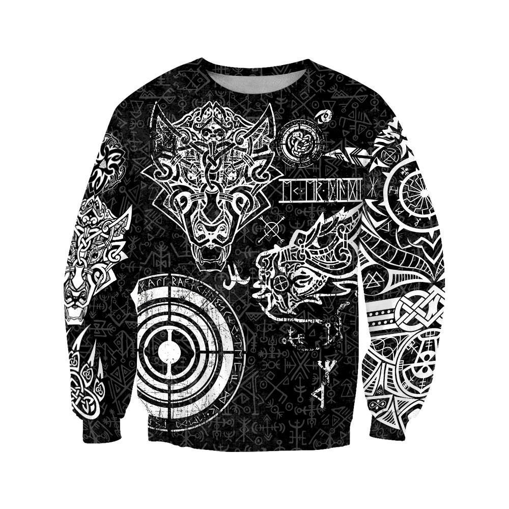 Fenrir And Nidhogg Viking Tattoo 3D Over Printed Hoodie for Men and Women-ML