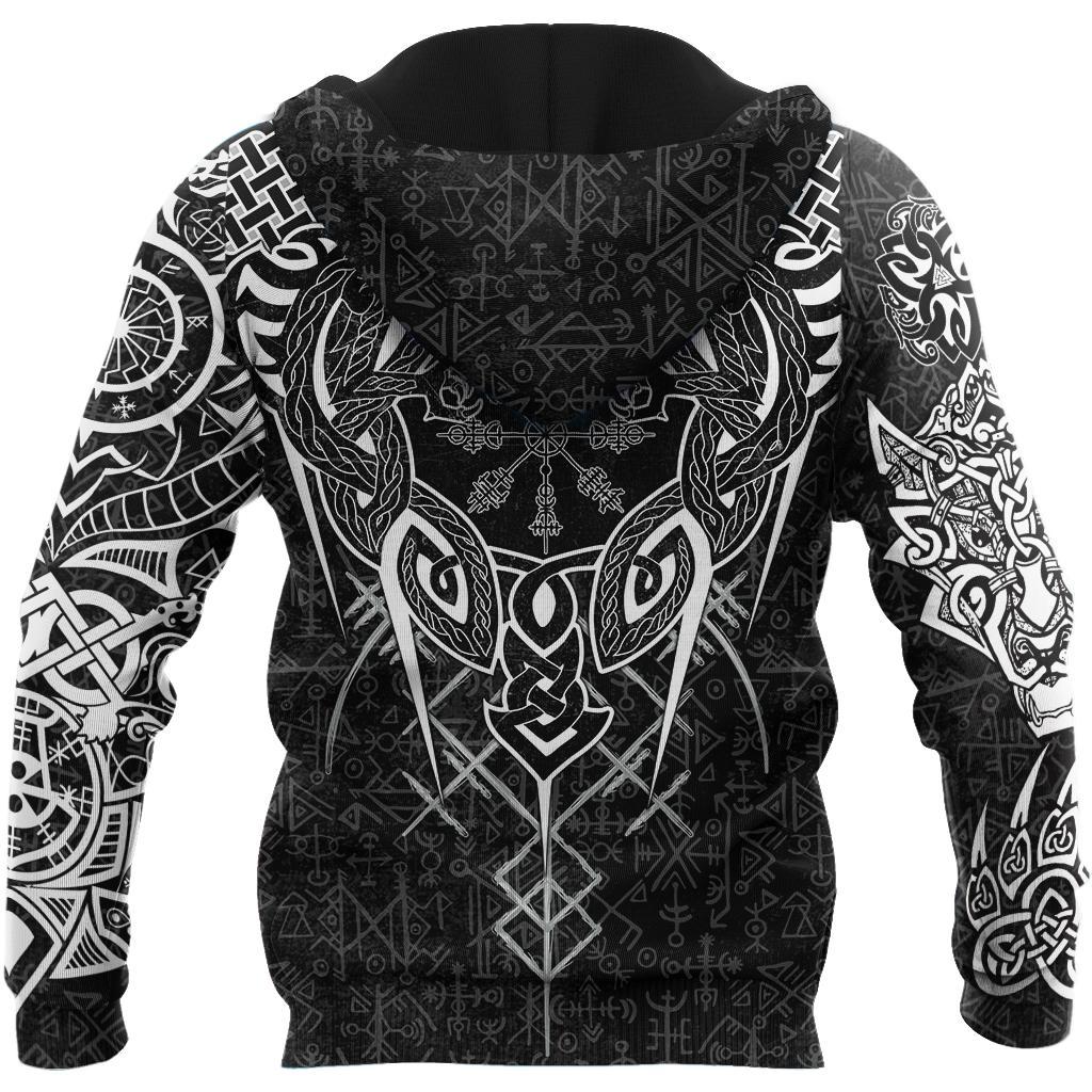 Fenrir And Nidhogg Viking Tattoo 3D Over Printed Hoodie Unisex-ML