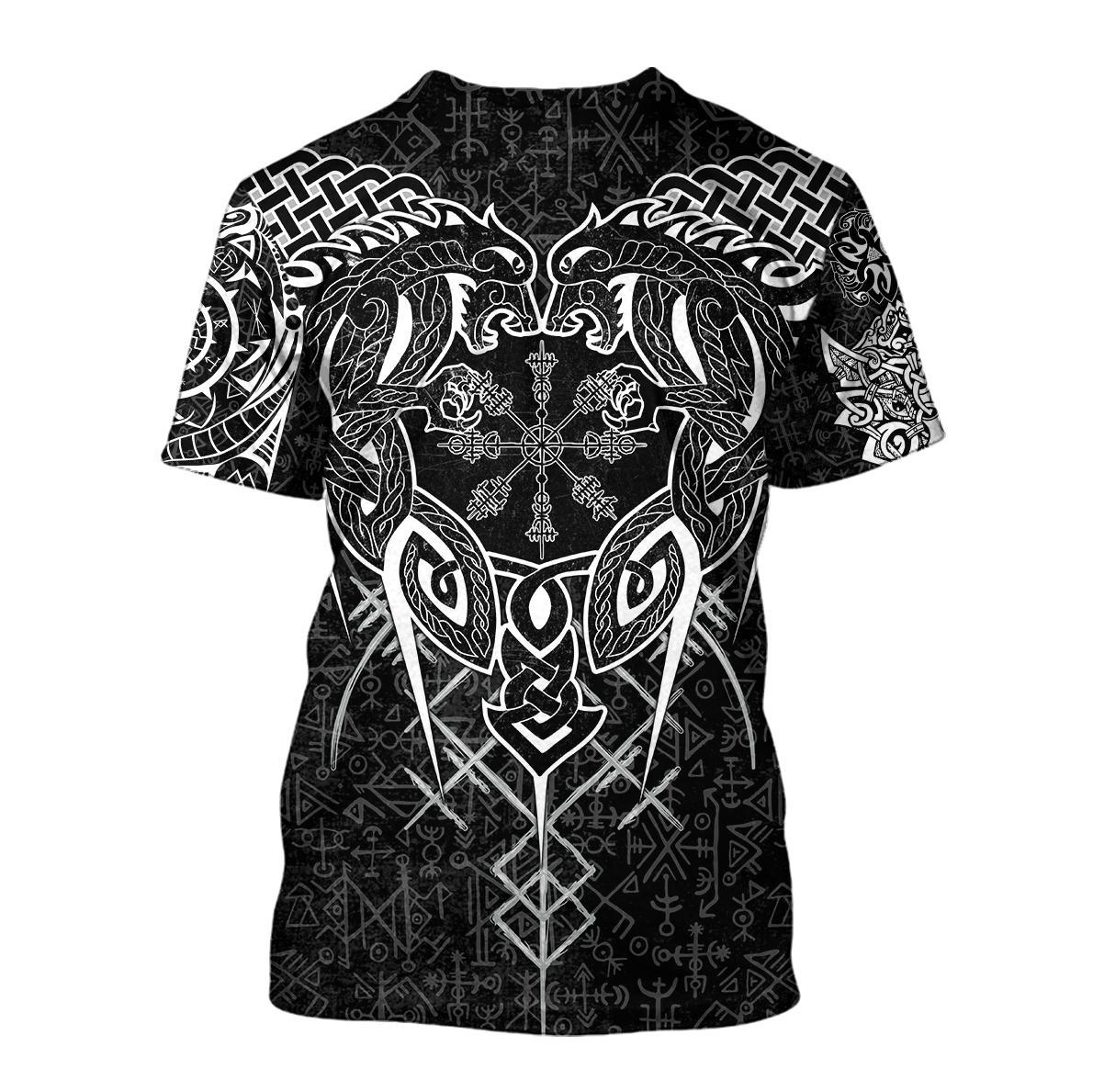 Fenrir And Nidhogg Viking Tattoo 3D Over Printed Hoodie Unisex-ML