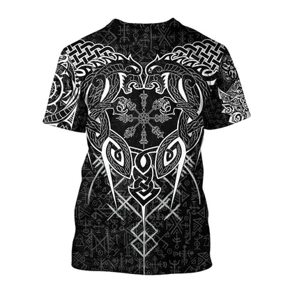 Fenrir And Nidhogg Viking Tattoo 3D Over Printed Hoodie Unisex-ML