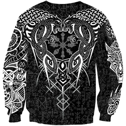 Fenrir And Nidhogg Viking Tattoo 3D Over Printed Hoodie Unisex-ML