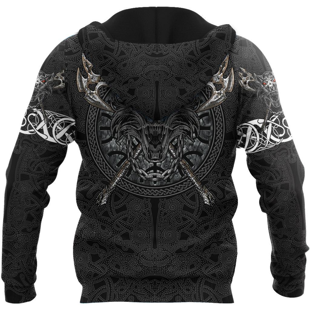 Fenrir Viking Tattoo 3D Over Printed Hoodie Unisex-ML
