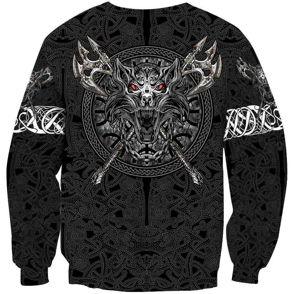 Fenrir Viking Tattoo 3D Over Printed Hoodie Unisex-ML