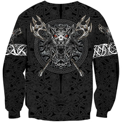 Fenrir Viking Tattoo 3D Over Printed Hoodie Unisex-ML