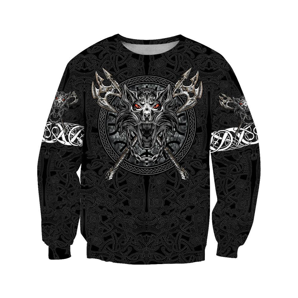 Fenrir Viking Tattoo 3D Over Printed Hoodie Unisex-ML