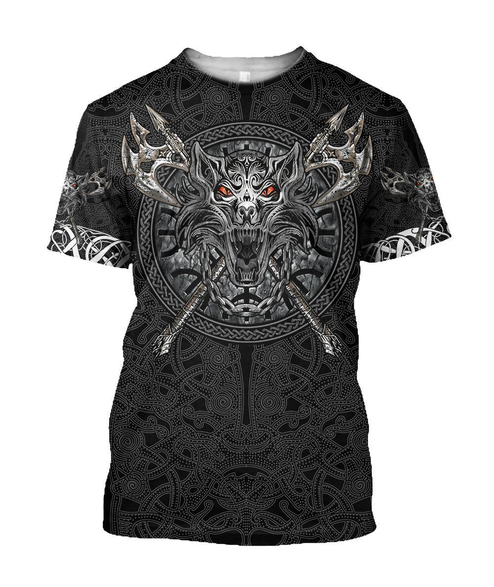 Fenrir Viking Tattoo 3D Over Printed Hoodie Unisex-ML