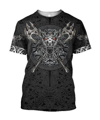 Fenrir Viking Tattoo 3D Over Printed Hoodie Unisex-ML