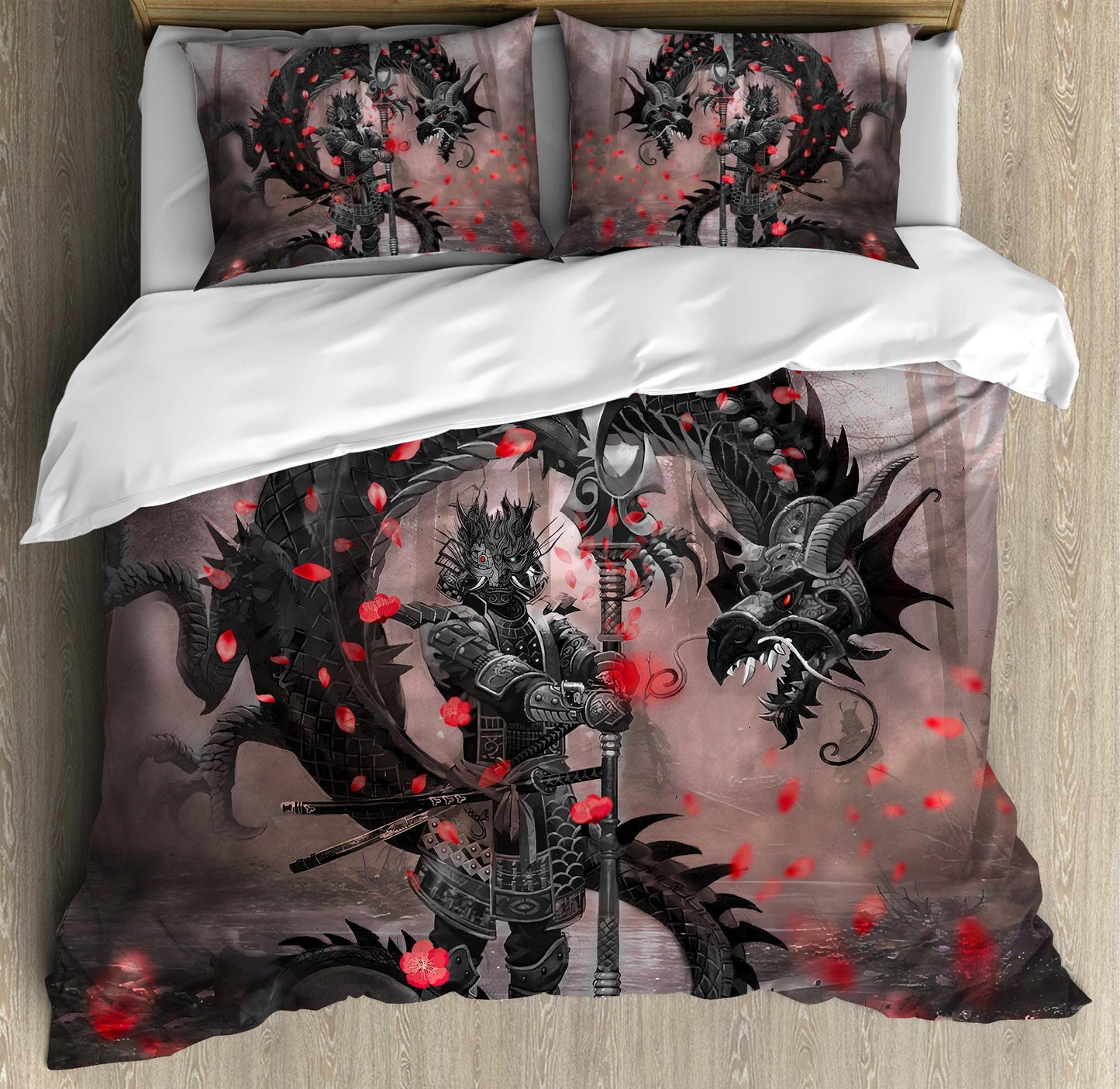 Samurai and Dragon Art 3D Over Printed Bedding Set-ML