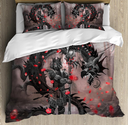 Samurai and Dragon Art 3D Over Printed Bedding Set-ML
