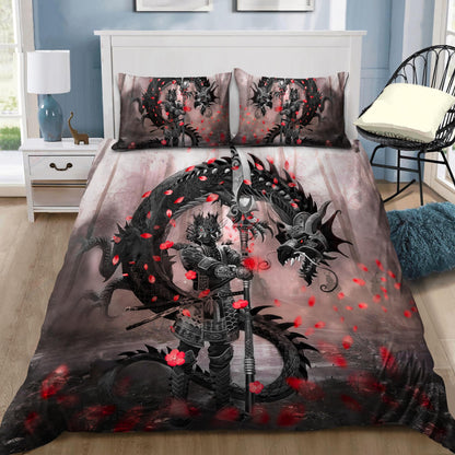 Samurai and Dragon Art 3D Over Printed Bedding Set-ML