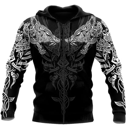 Geki & Freki Viking Wolf 3D Over Printed Hoodie for Men and Women-ML