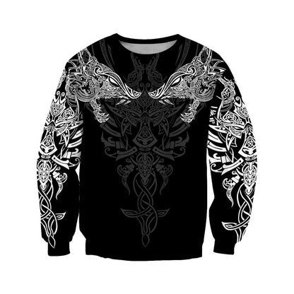 Geki & Freki Viking Wolf 3D Over Printed Hoodie for Men and Women-ML
