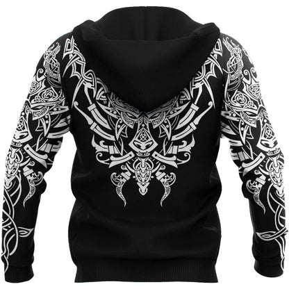 Geki & Freki Viking Wolf 3D Over Printed Hoodie for Men and Women-ML