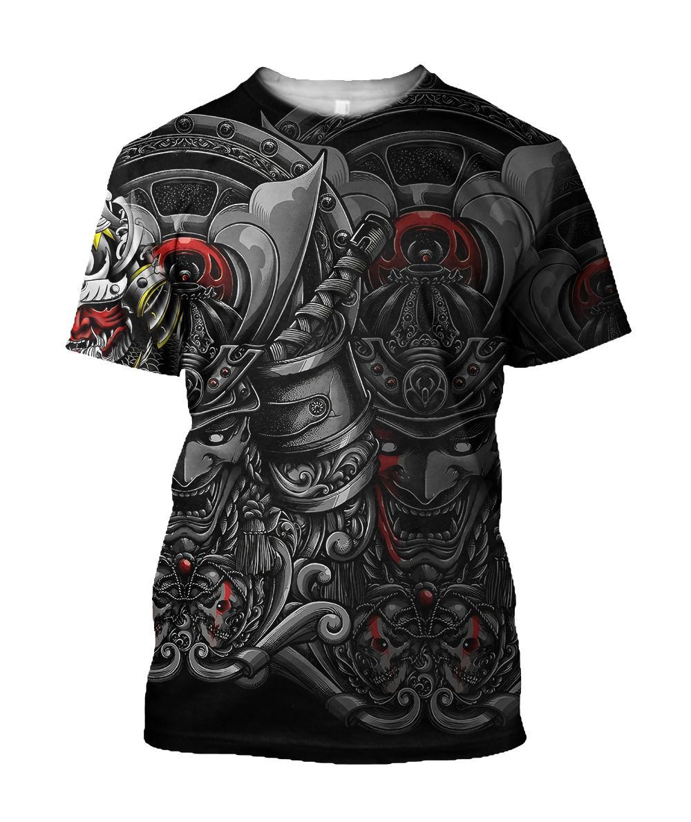Samurai Helmet Tattoo 3D Over Printed Unisex Hoodie-ML