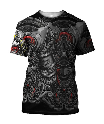 Samurai Helmet Tattoo 3D Over Printed Unisex Hoodie-ML