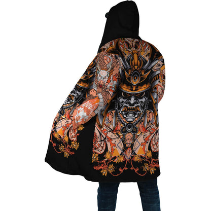Samurai Helmet Tattoo 3D Over Printed Cloak-ML