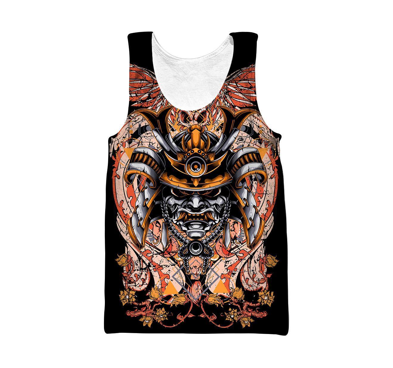 Samurai Helmet Tattoo 3D Over Printed Unisex Hoodie-ML
