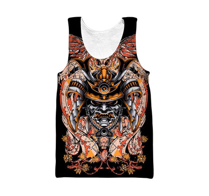 Samurai Helmet Tattoo 3D Over Printed Unisex Hoodie-ML
