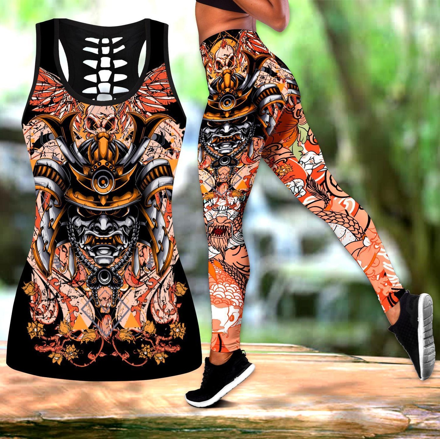 Samurai Helmet Tattoo Legging & Tank top-ML