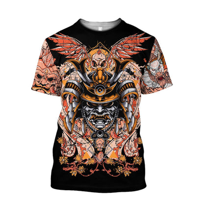 Samurai Helmet Tattoo 3D Over Printed Unisex Hoodie-ML