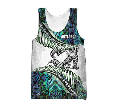 Paua Shell Maori Silver Fern New Zealand 3D Unisex Hoodie