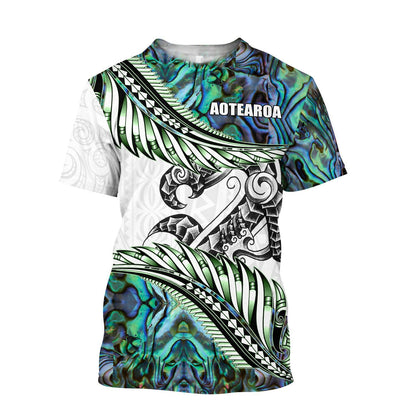 Paua Shell Maori Silver Fern New Zealand 3D Unisex Hoodie