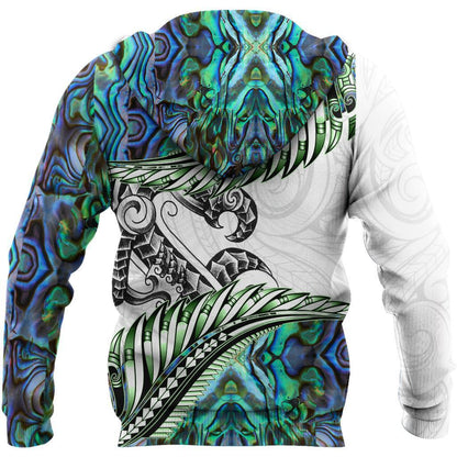 Paua Shell Maori Silver Fern New Zealand 3D Unisex Hoodie