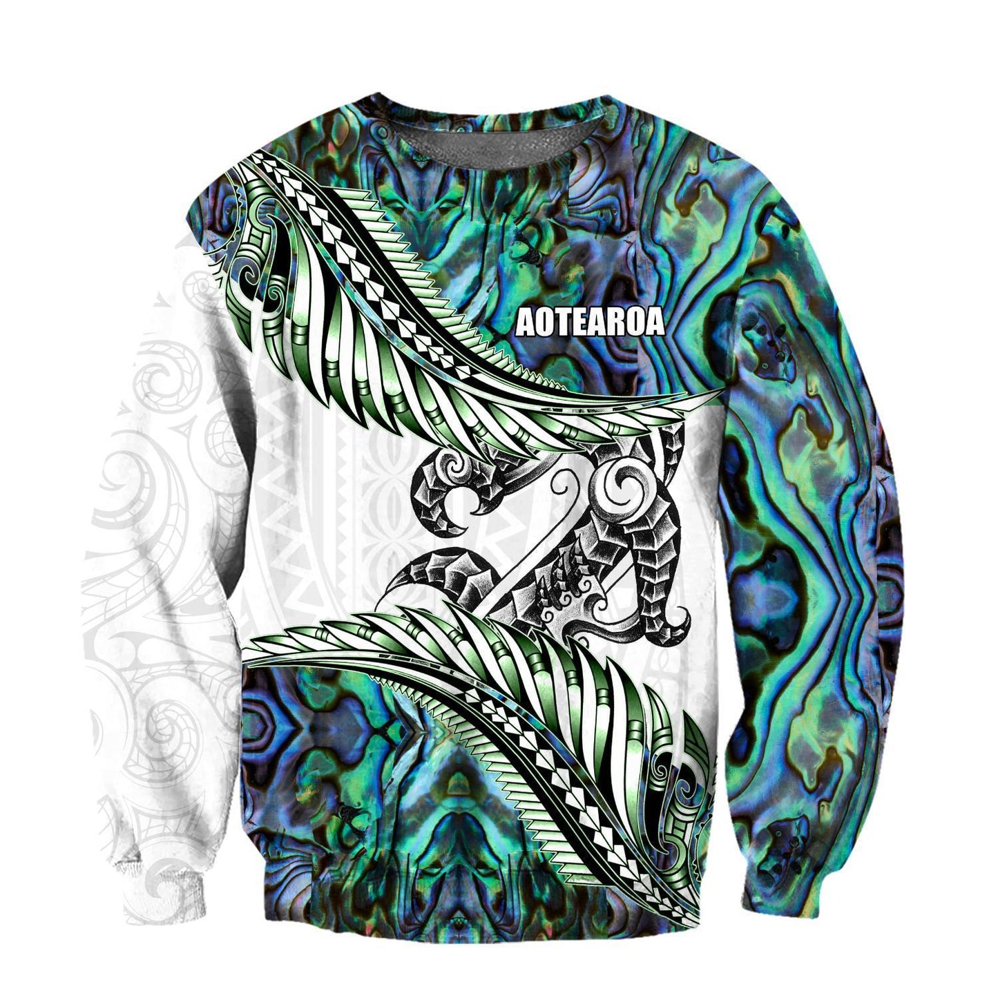 Paua Shell Maori Silver Fern New Zealand 3D Unisex Hoodie