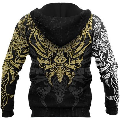 Geki And Freki Viking Wolf II Tattoo 3D Over Printed Unisex Hoodie-ML