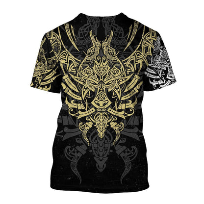 Geki And Freki Viking Wolf II Tattoo 3D Over Printed Unisex Hoodie-ML