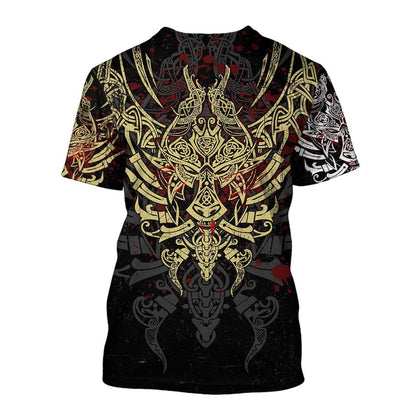 Geki And Freki Viking Wolf III Tattoo 3D Over Printed Unisex Hoodie-ML