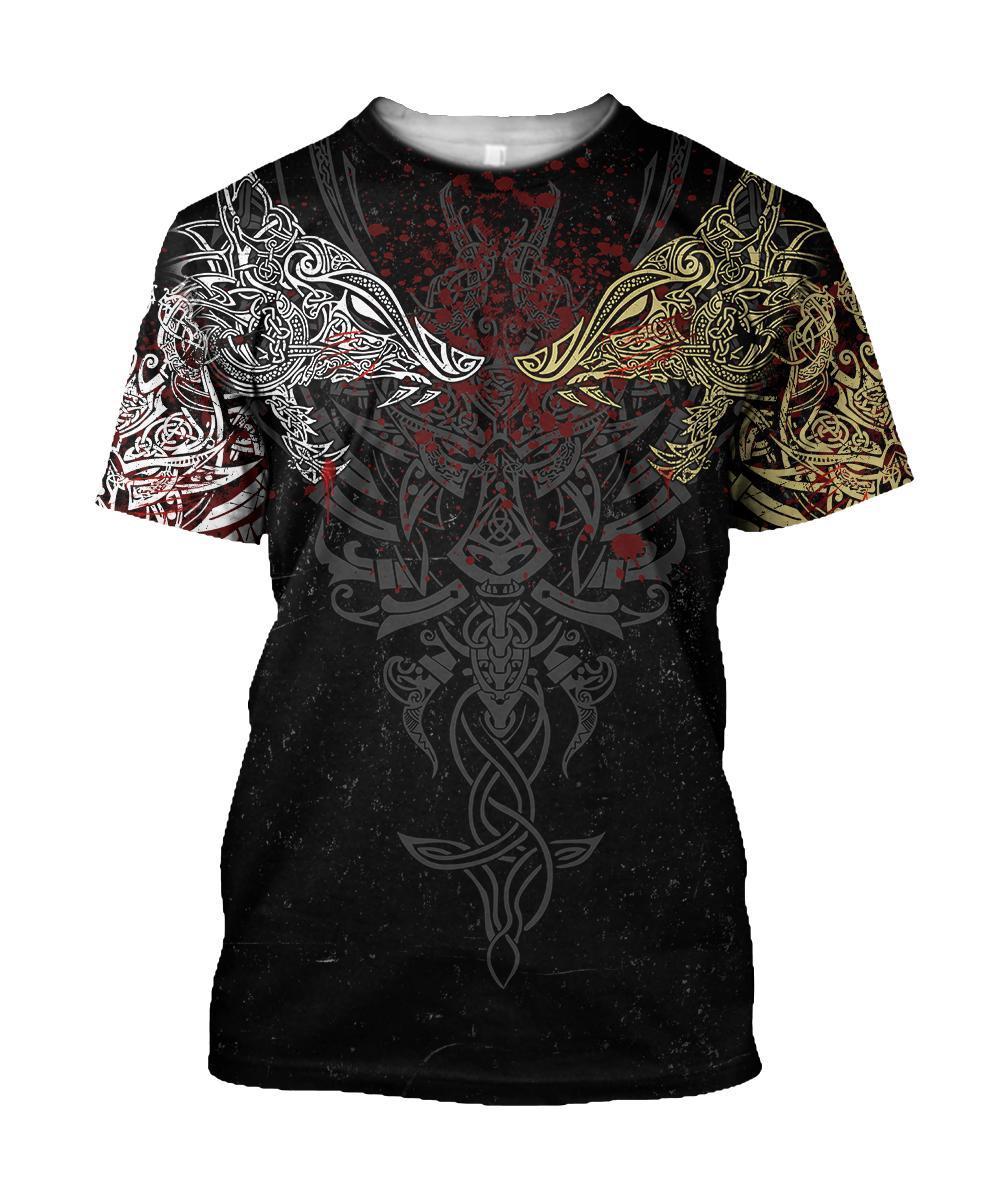 Geki And Freki Viking Wolf III Tattoo 3D Over Printed Unisex Hoodie-ML