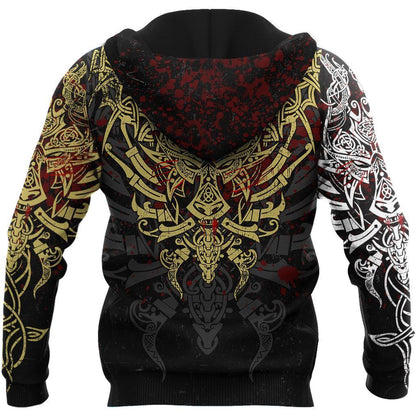 Geki And Freki Viking Wolf III Tattoo 3D Over Printed Unisex Hoodie-ML