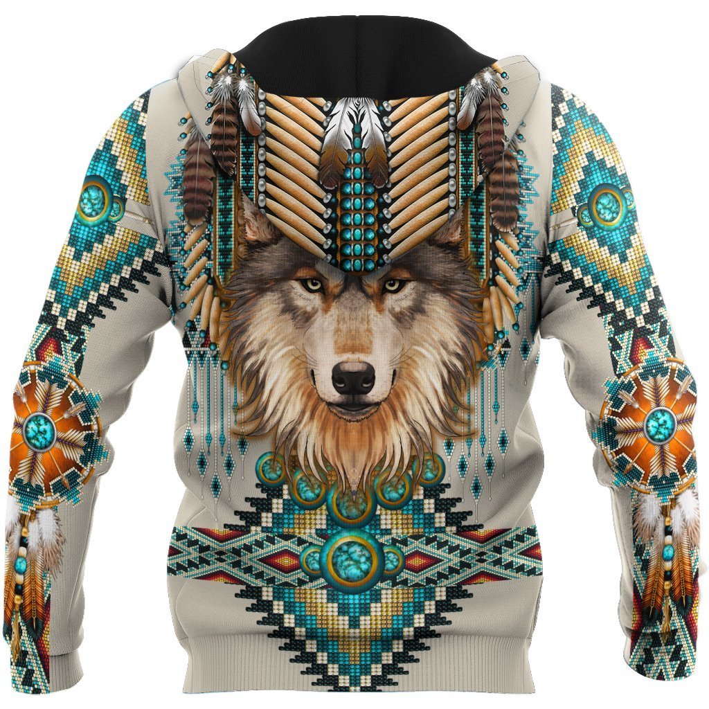 Native Spirit Wolf 3D Over Printed Unisex Hoodie-ML