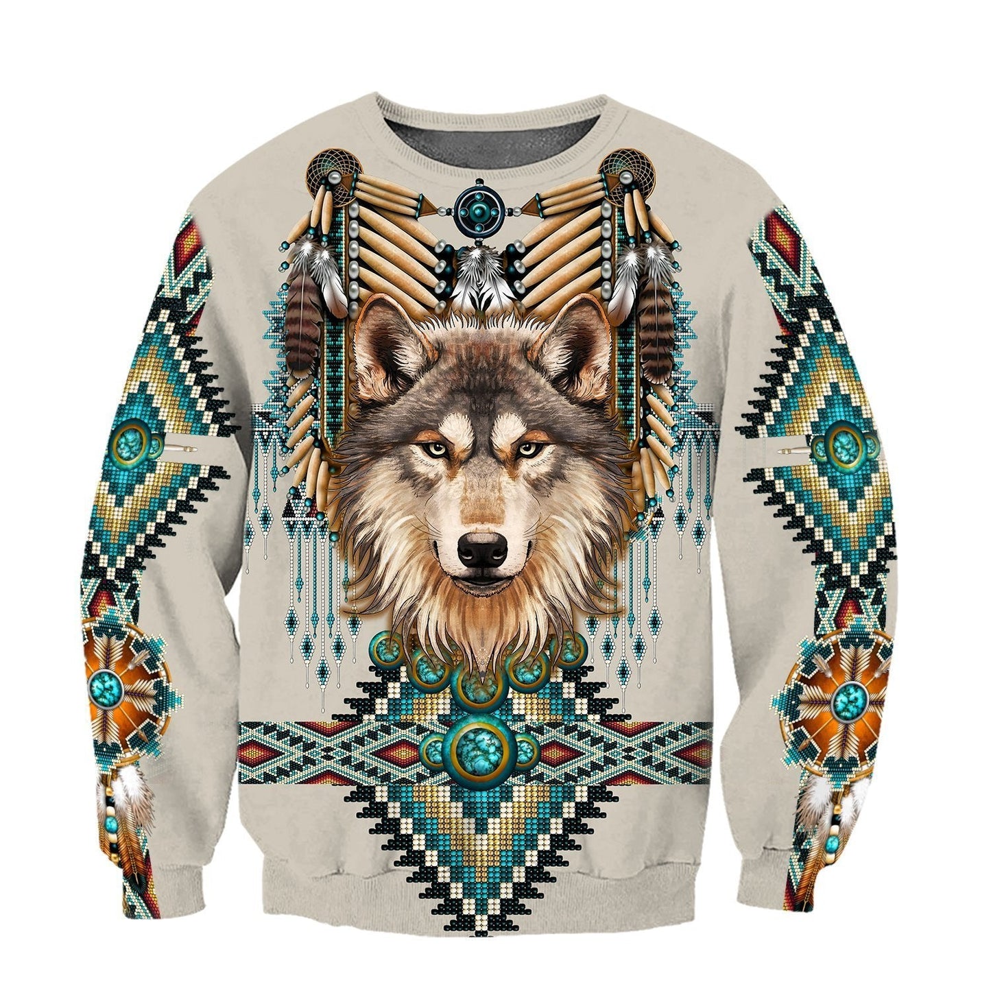 Native Spirit Wolf 3D Over Printed Unisex Hoodie-ML