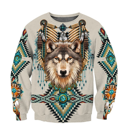 Native Spirit Wolf 3D Over Printed Unisex Hoodie-ML