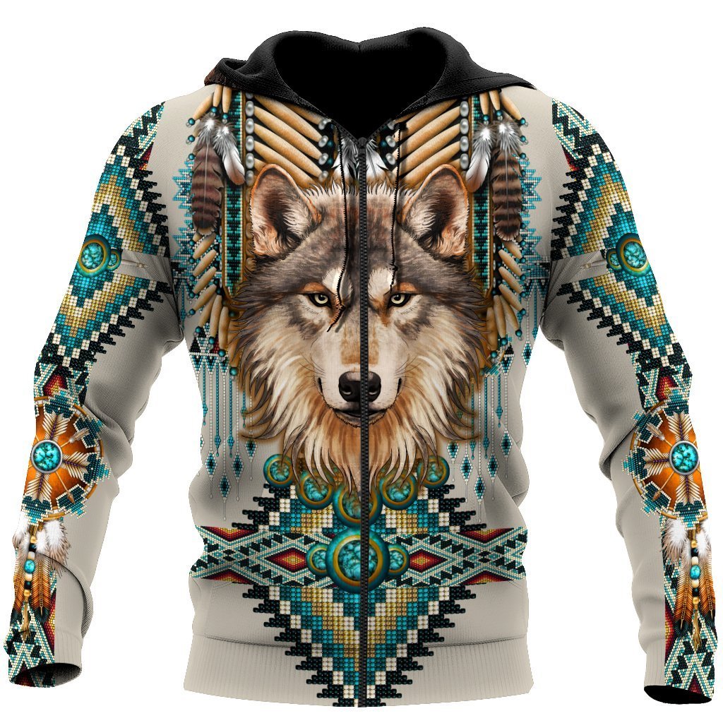 Native Spirit Wolf 3D Over Printed Unisex Hoodie-ML