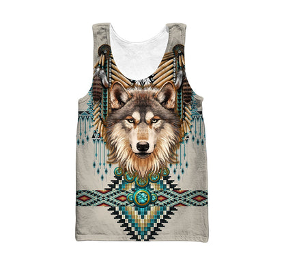 Native Spirit Wolf 3D Over Printed Unisex Hoodie-ML